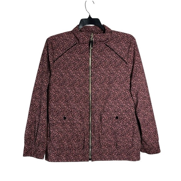 Chico's Zenergy Jacket Women's 16/18 Pink Leopard Print Full Zip Elastic Waist - Picture 3 of 6